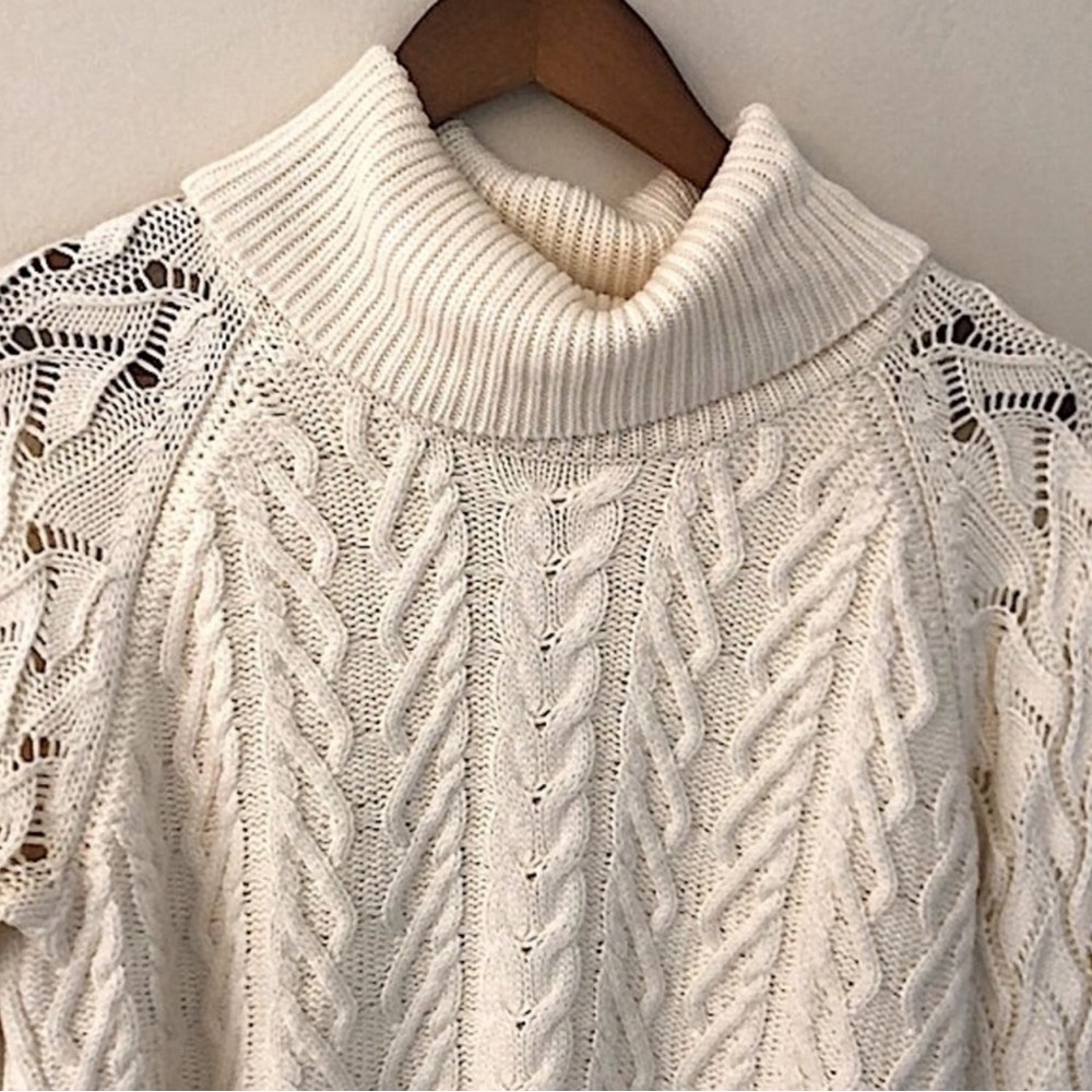 ETC sweater cashmere blend cowl neck cropped layered size XL very soft!